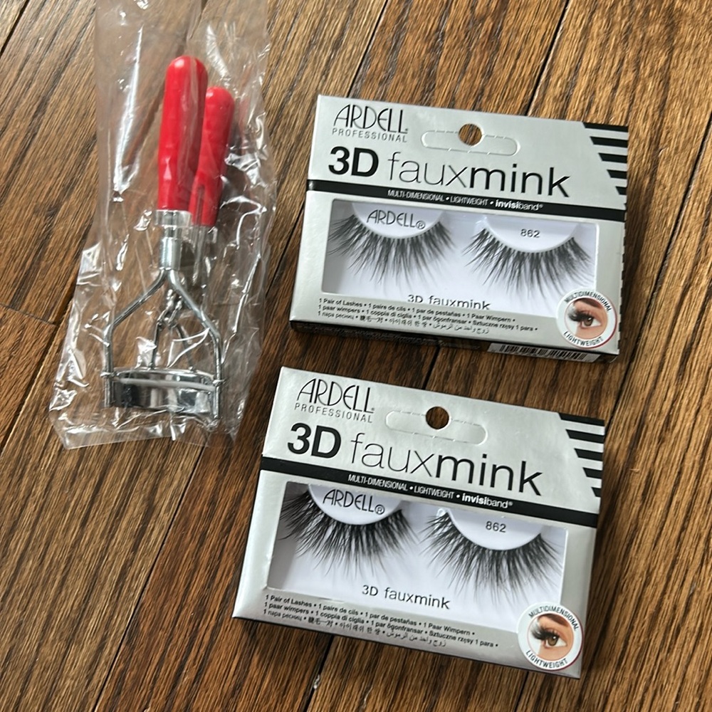 ARDELL professional  2 sets of lashes 
Faux mink 
1 eyelash curler 
Brand new